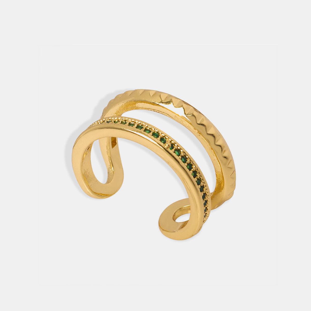 Gold-Plated Czech Diamond Double-Layered Ring Carauana Store