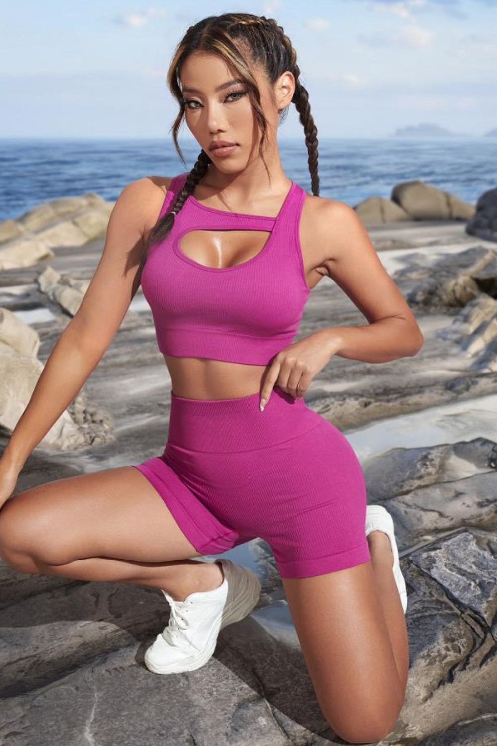 Cutout Crop Top and Sports Shorts Set Carauana Store