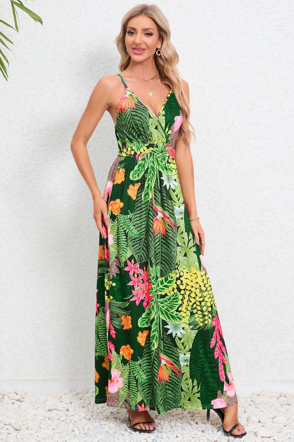 Printed Surplice Maxi Cami Dress Carauana Store