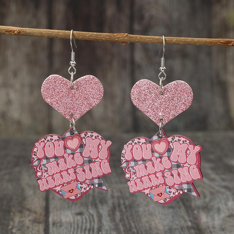 Heart Shape Wooden Earrings Carauana Store