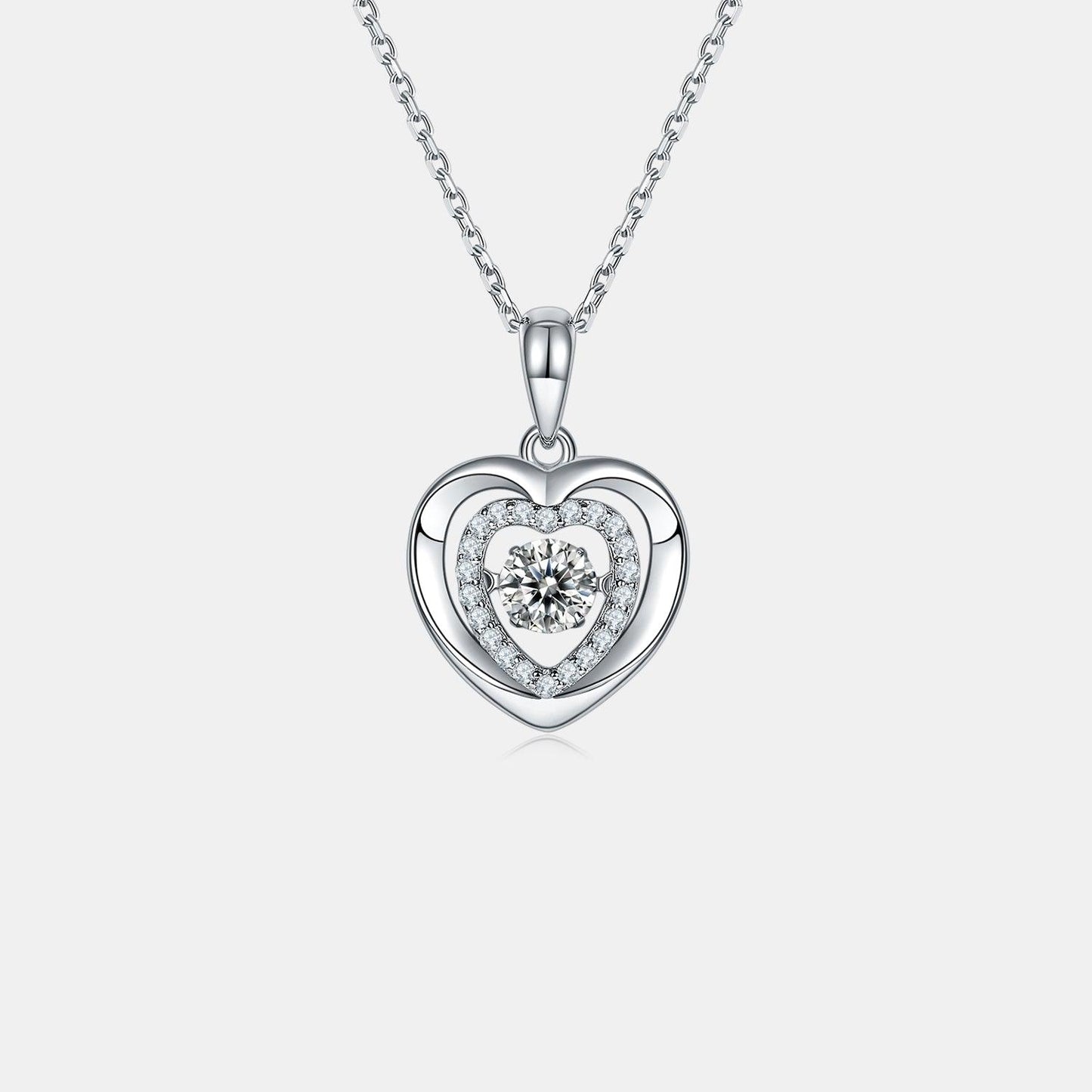 Moissanite 925 Sterling Silver Heart Necklace Carauana Store