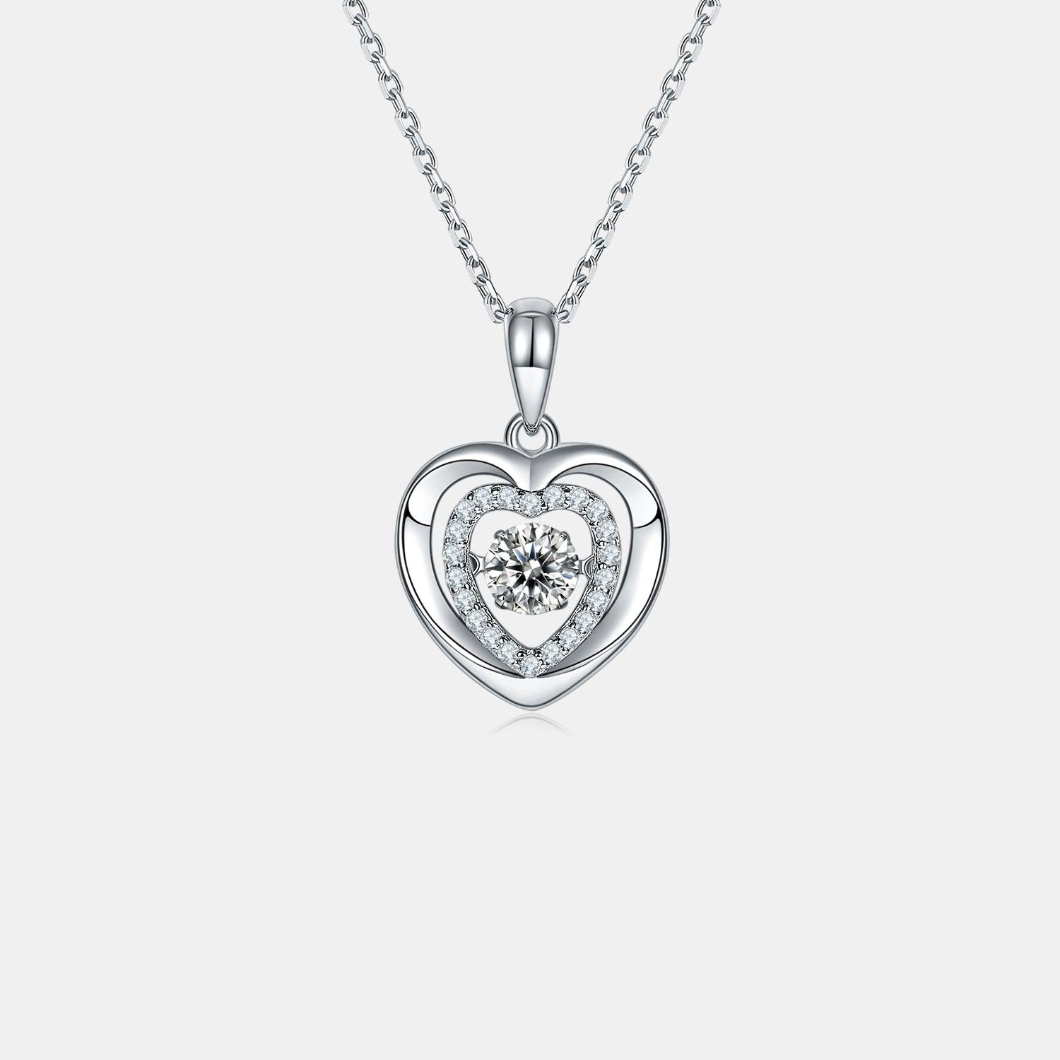 Moissanite 925 Sterling Silver Heart Necklace Carauana Store