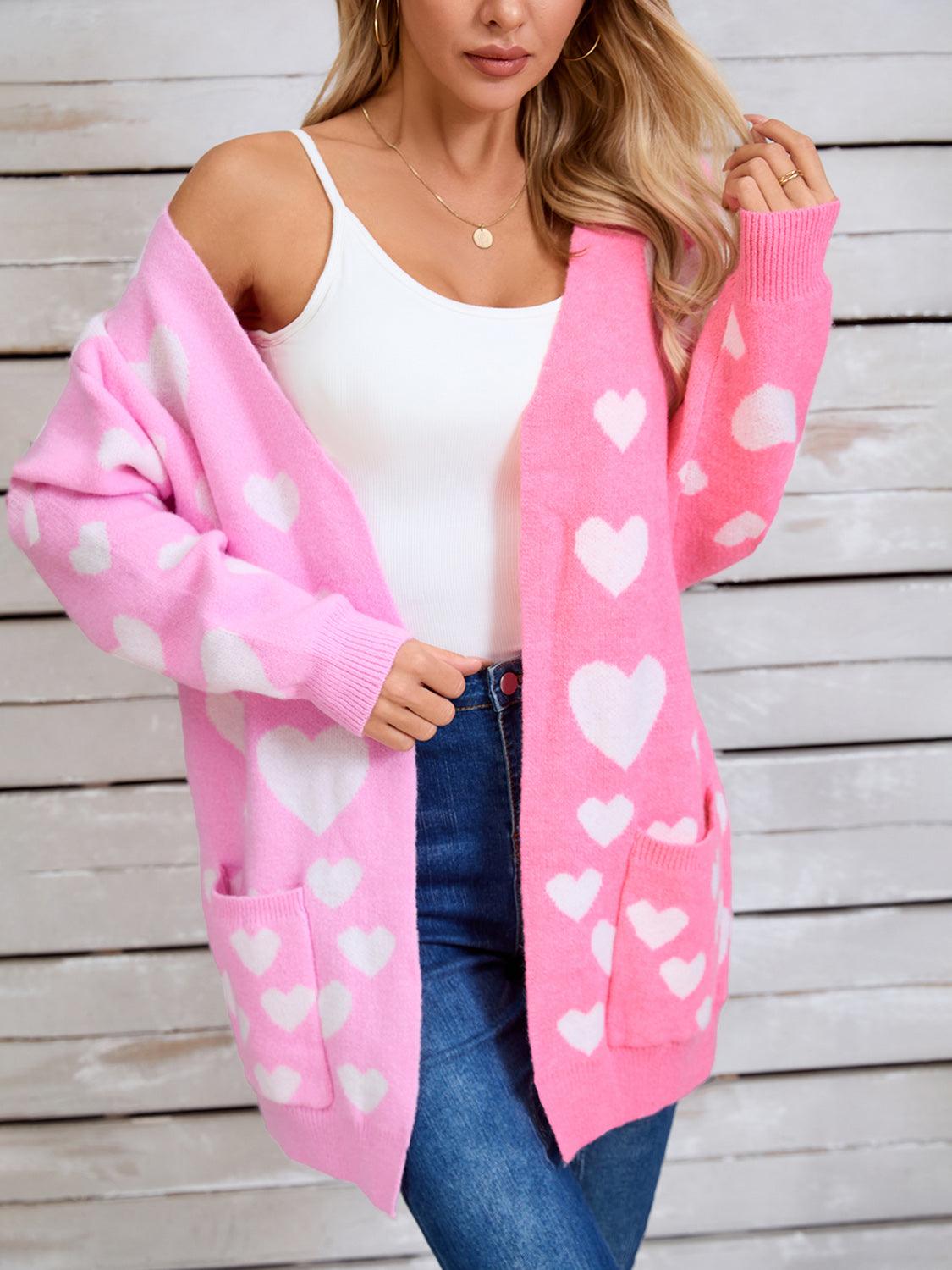Angel Wings Heart Open Front Long Sleeve Cardigan Carauana Store