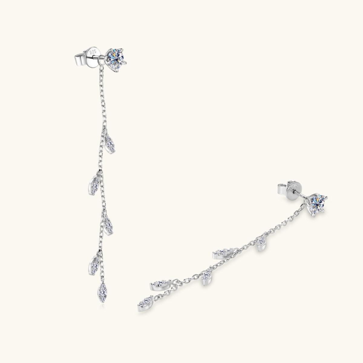 1.38 Carat Moissanite 925 Sterling Silver Leaf Earrings Carauana Store