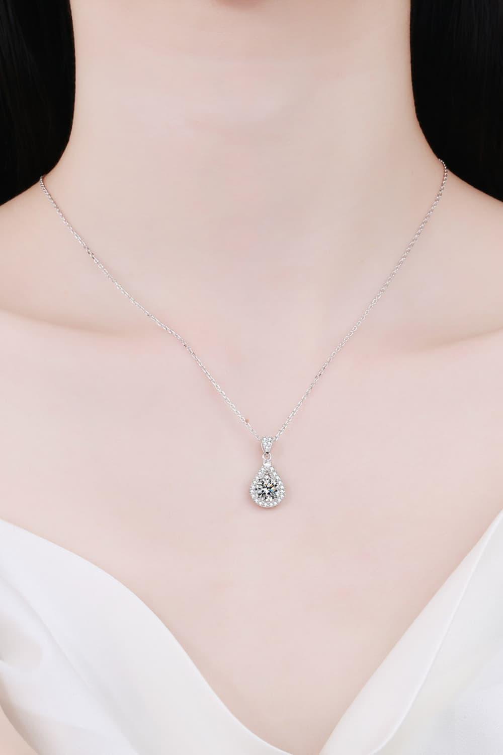 2 Carat Moissanite Teardrop Pendant 925 Sterling Silver Necklace Carauana Store
