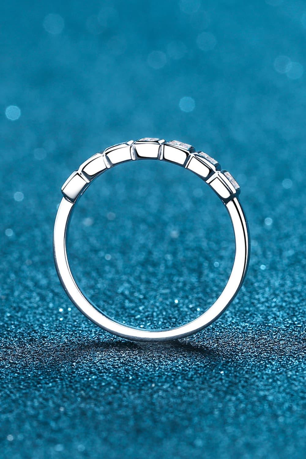 Moissanite Rhodium-Plated Half-Eternity Ring Carauana Store