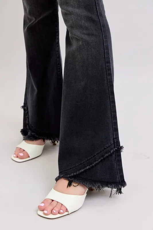 Judy Blue Full Size High Waist Flare W/ Mock Fray Tulip Hem Plus Size Carauana Store