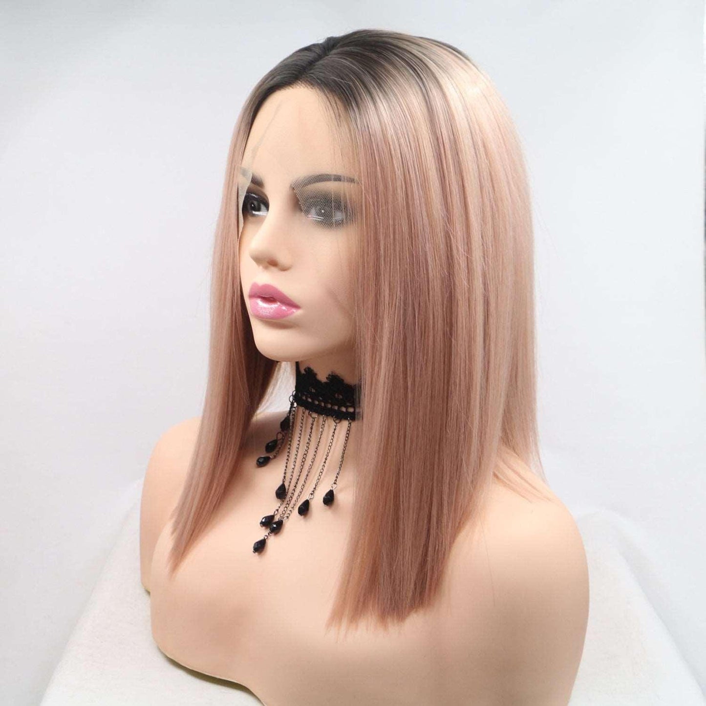 13*3" Lace Front Wigs Synthetic Mid-length Straight 12" 130% Density Carauana Store