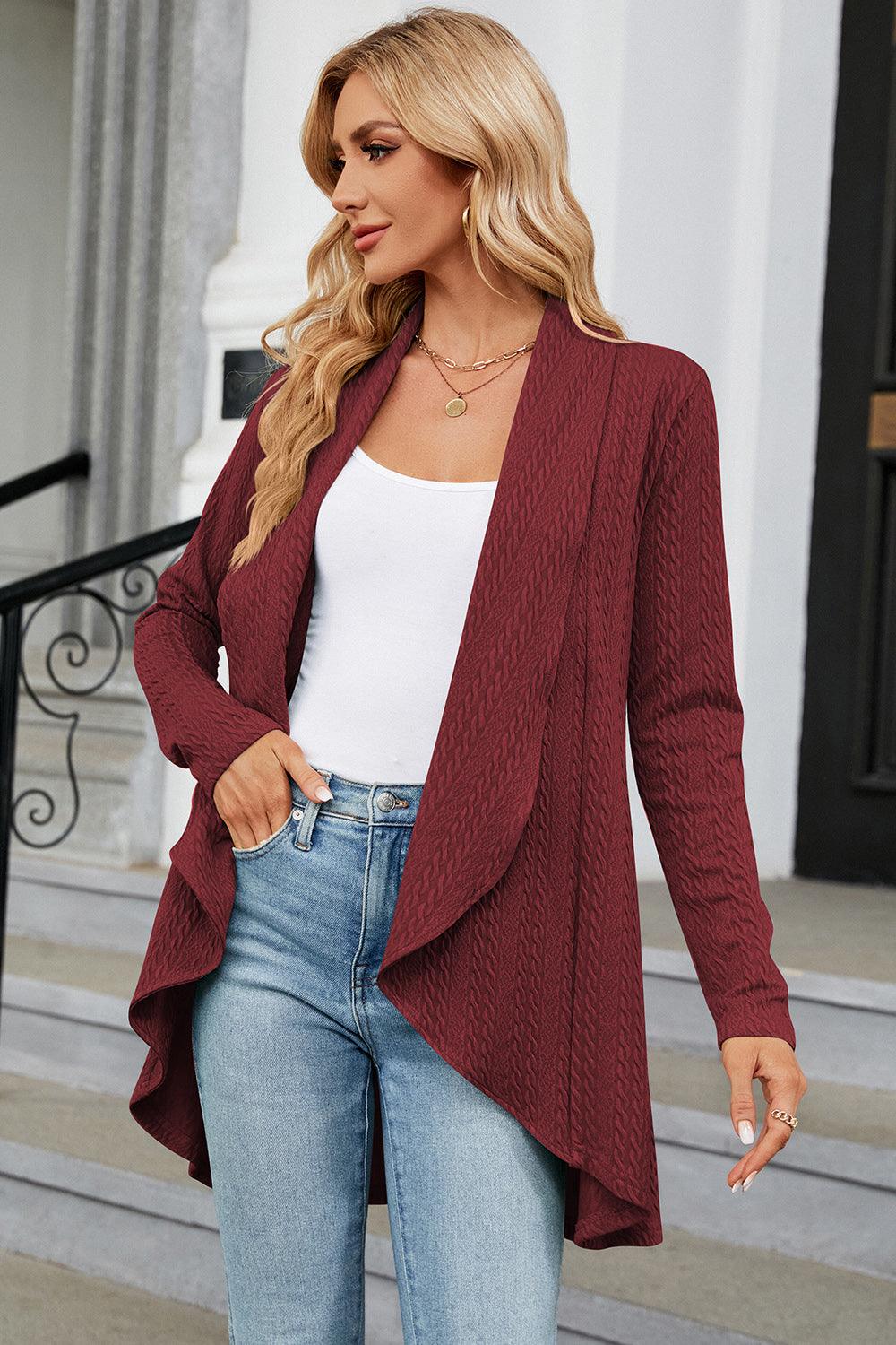 Open Front Long Sleeve Cardigan Carauana Store