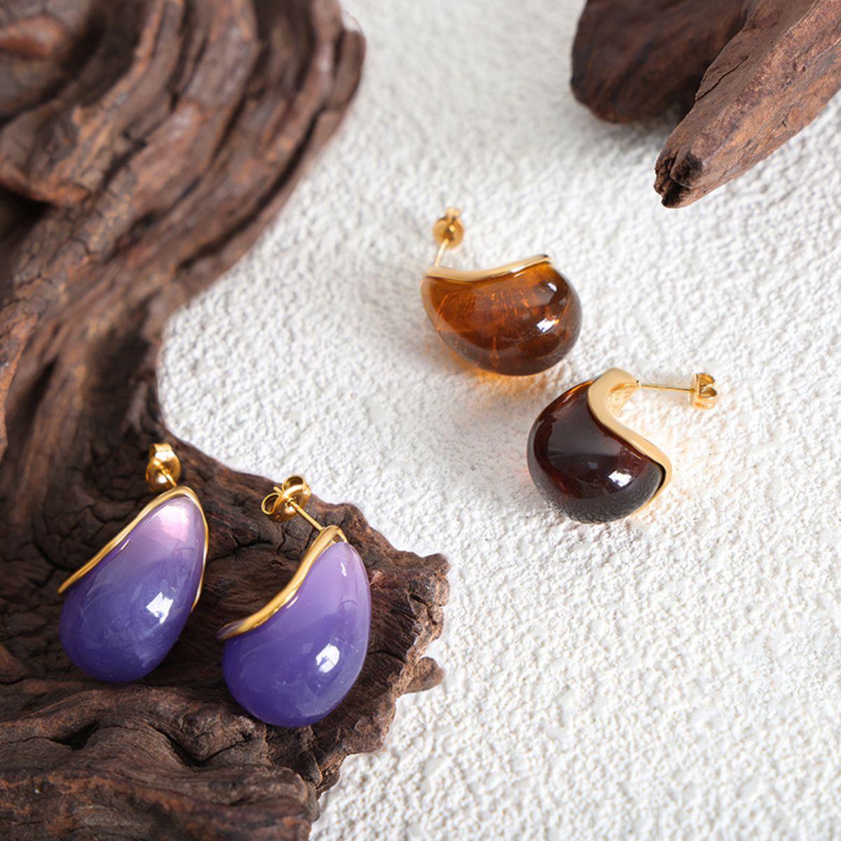 Resin Teardrop Earrings Carauana Store