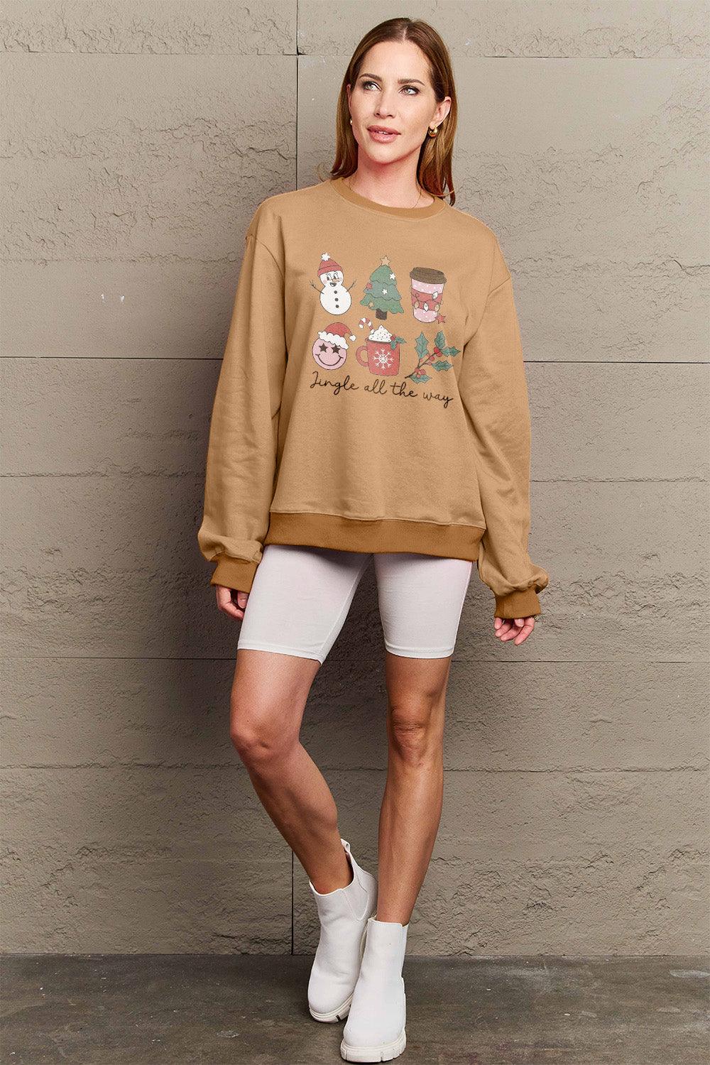 Simply Love Full Size JINGLE ALL THE WAY Long Sleeve Sweatshirt Carauana Store