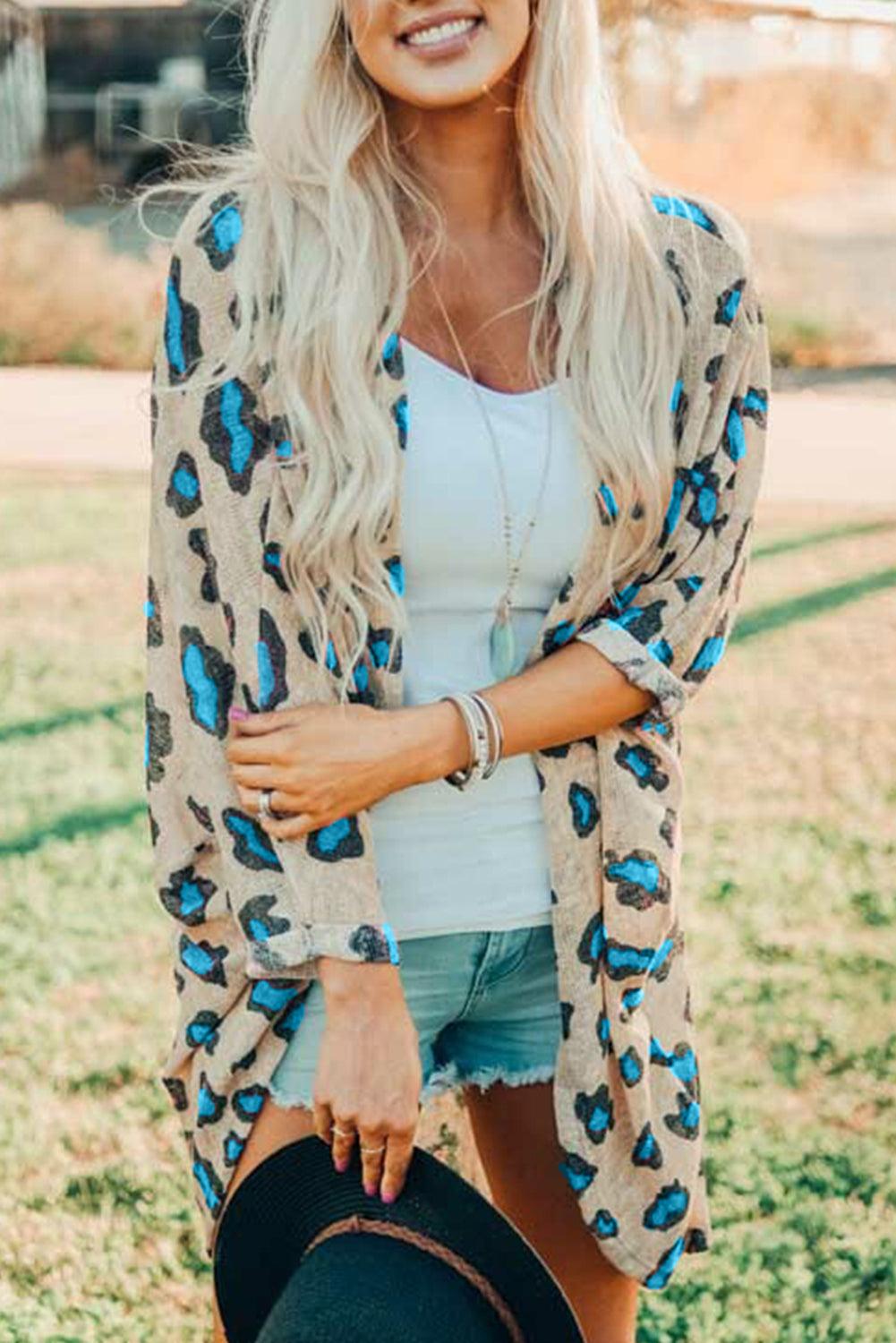 Printed Open Front Half Sleeve Cardigan Carauana Store
