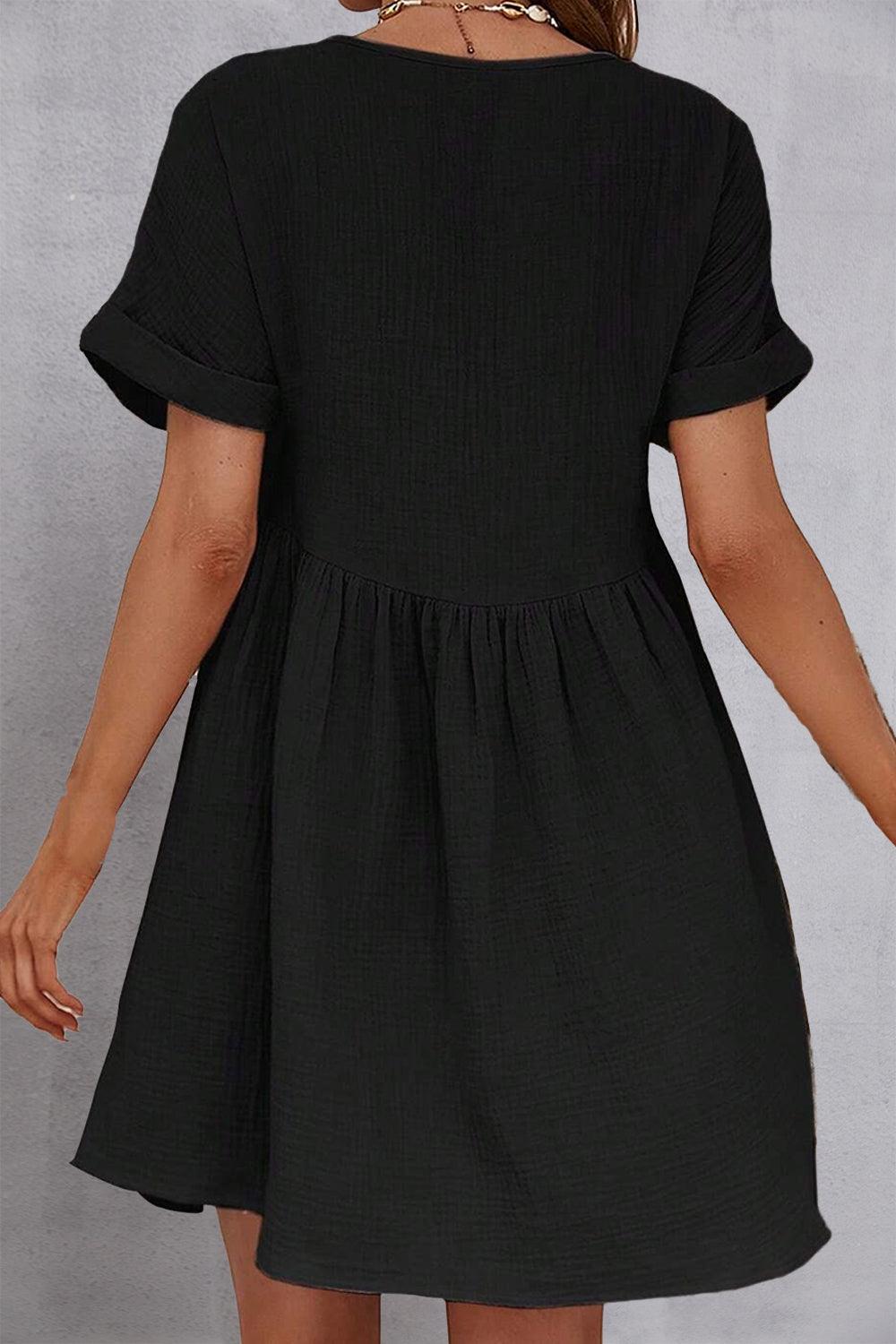 V-Neck Short Sleeve Dress Carauana Store