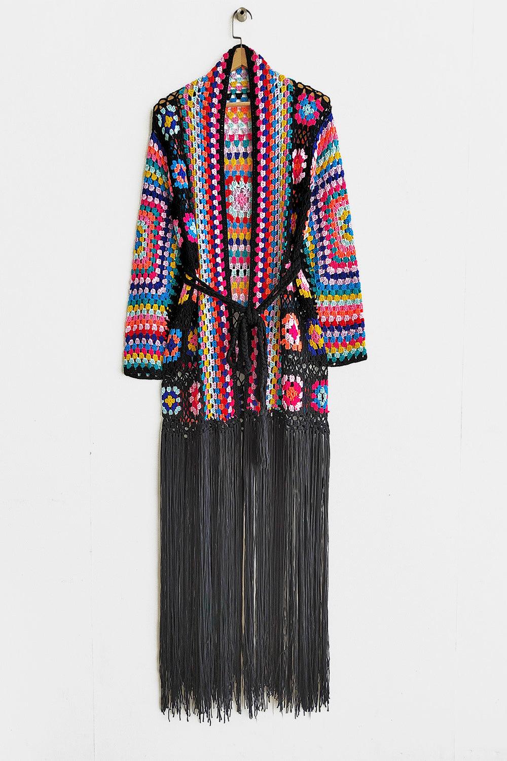 Fringe Tied Long Sleeve Cardigan Carauana Store