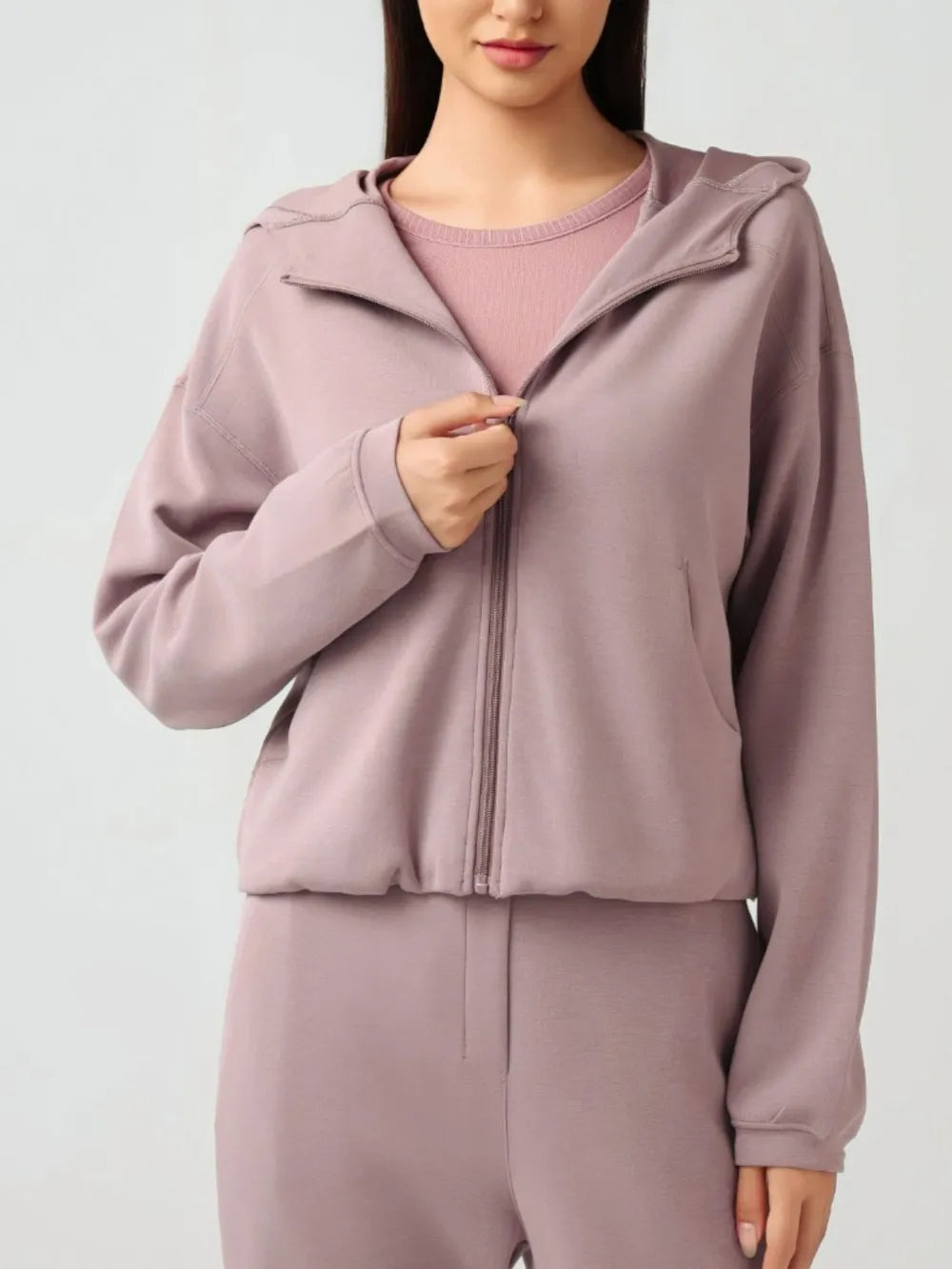 Millennia Zip Up Dropped Shouder Active Hooded Carauana Store