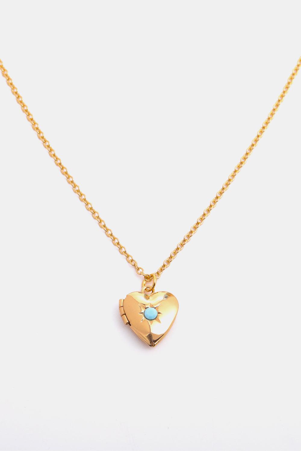 Zircon Heart Shape 14K Gold-Plated Pendant Necklace Carauana Store