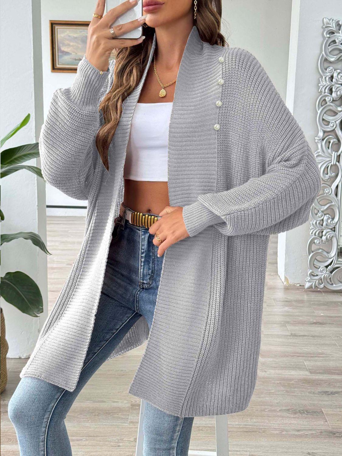Open Front Long Sleeve Cardigan Carauana Store