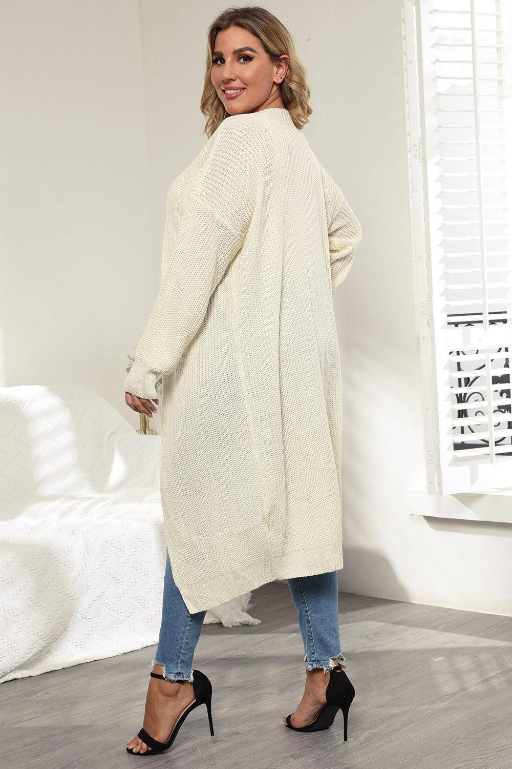 Plus Size Open Front Long Sleeve Cardigan Carauana Store