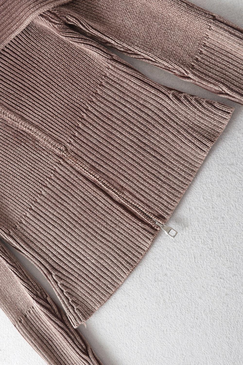 Double Take Ribbed Off-Shoulder Zip Up Long Sleeve Cardigan Carauana Store