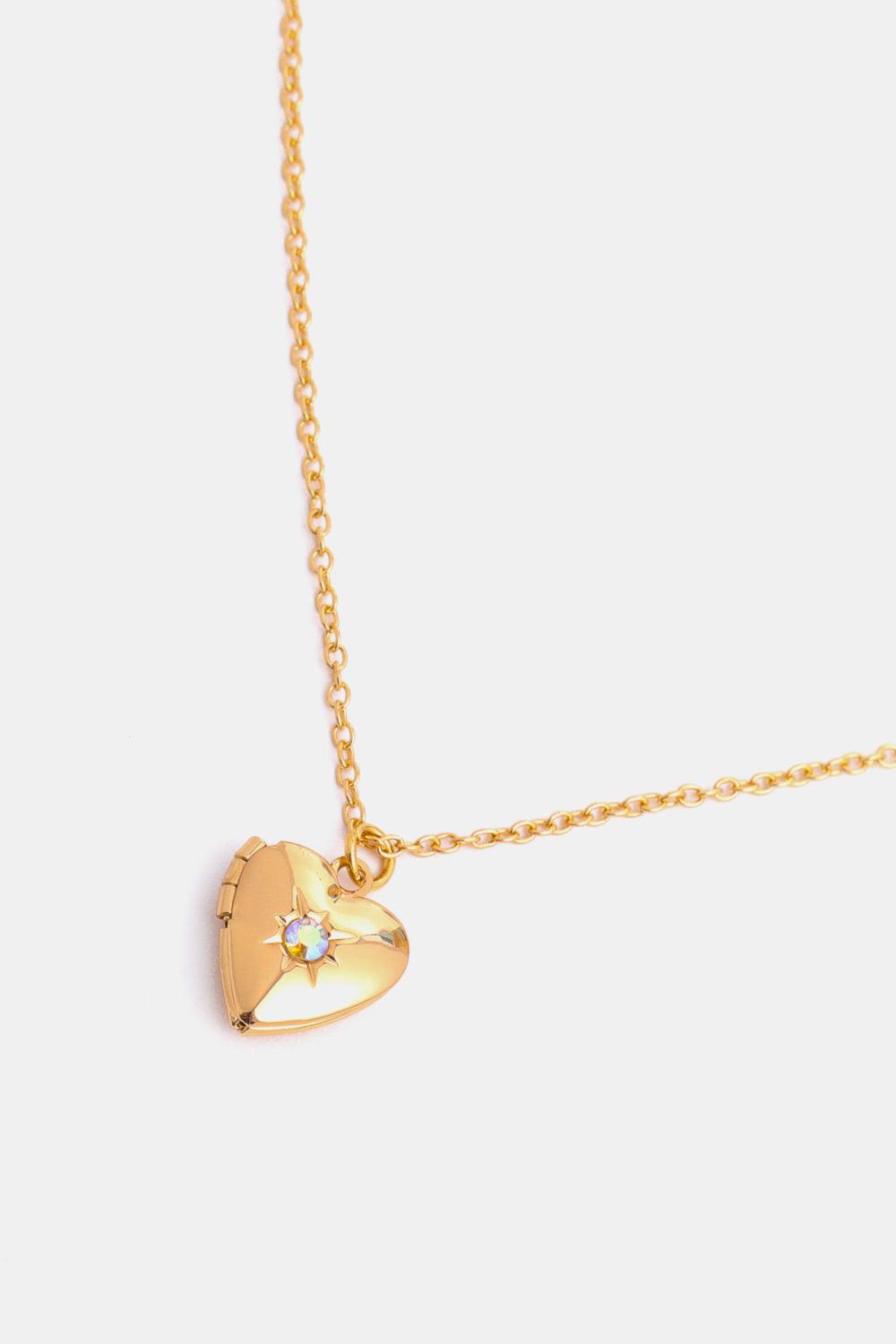Zircon Heart Shape 14K Gold-Plated Pendant Necklace Carauana Store