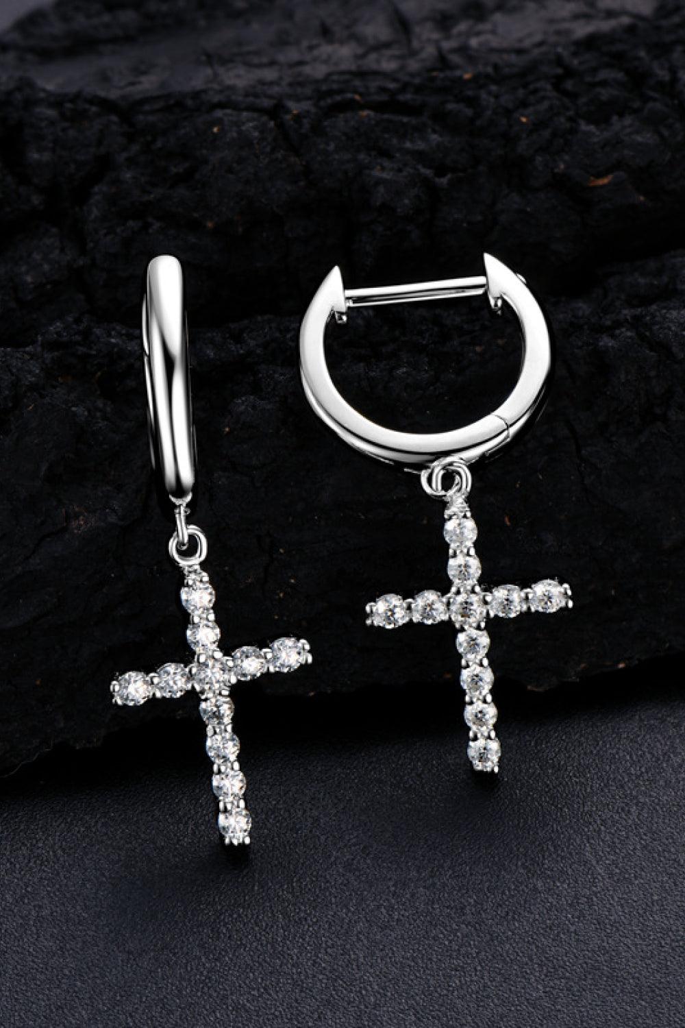 925 Sterling Silver Moissanite Cross Earrings Carauana Store