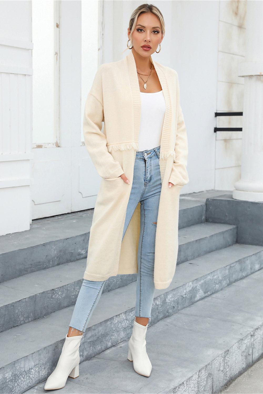 Angel Wings Open Front Pocketed Cardigan Carauana Store