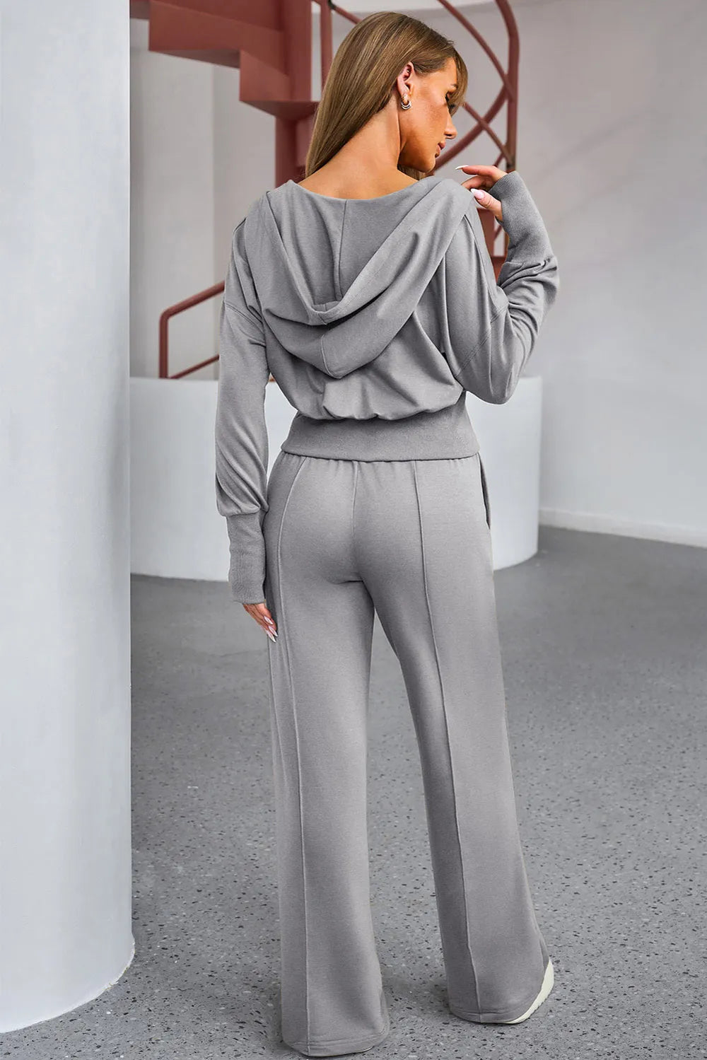 Dropped Shoulder Hoodie and Drawstring Pants Active Set Carauana Store