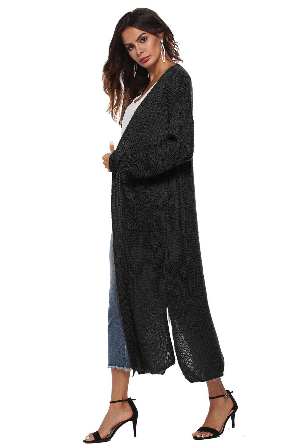 Long Sleeve Open Front Buttoned Cardigan Carauana Store