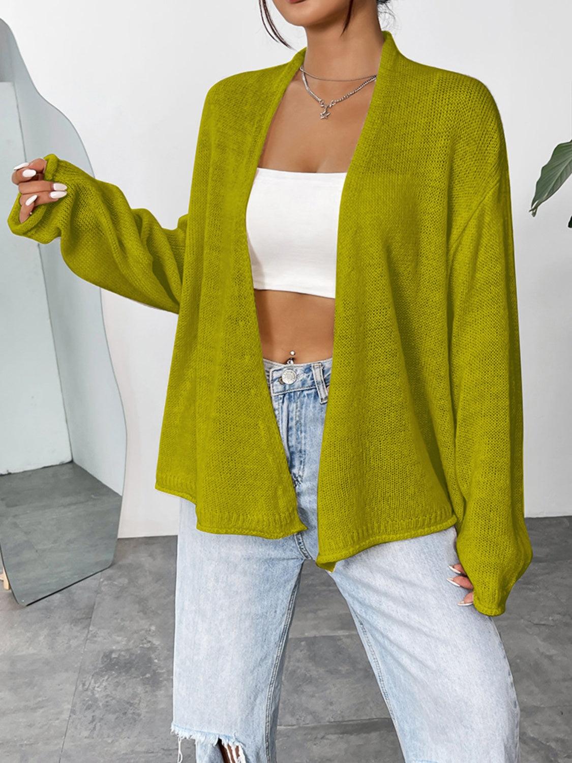 Open Front Dropped Shoulder Cardigan Carauana Store