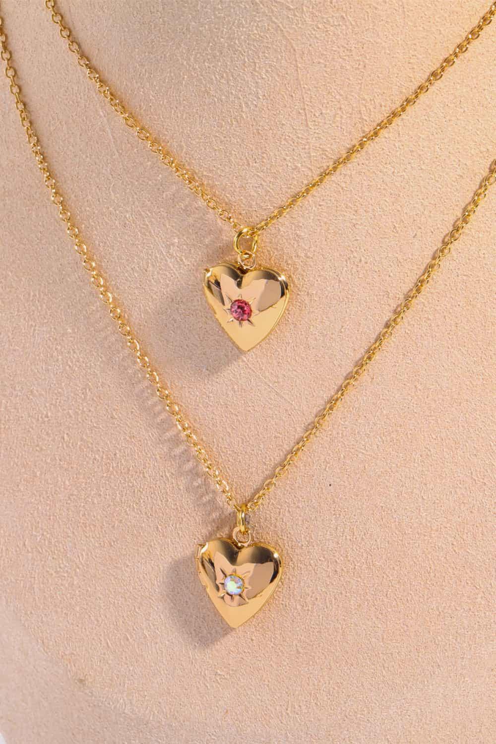 Zircon Heart Shape 14K Gold-Plated Pendant Necklace Carauana Store