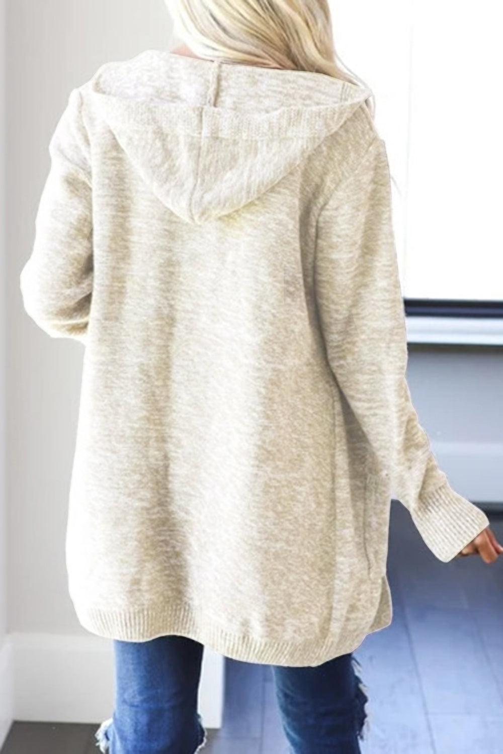 Heathered Open Front Cardigan with Pockets Carauana Store