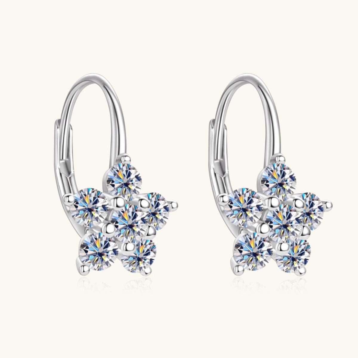 1.2 Carat 925 Sterling Silver Moissanite Flower Huggie Earrings Carauana Store
