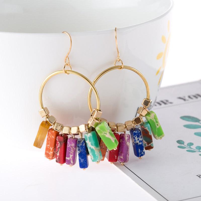 Multicolored Stone Dangle Earrings Carauana Store