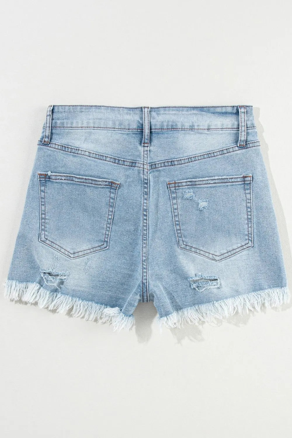 Distressed Raw Hem High Waist Denim Shorts Carauana Store