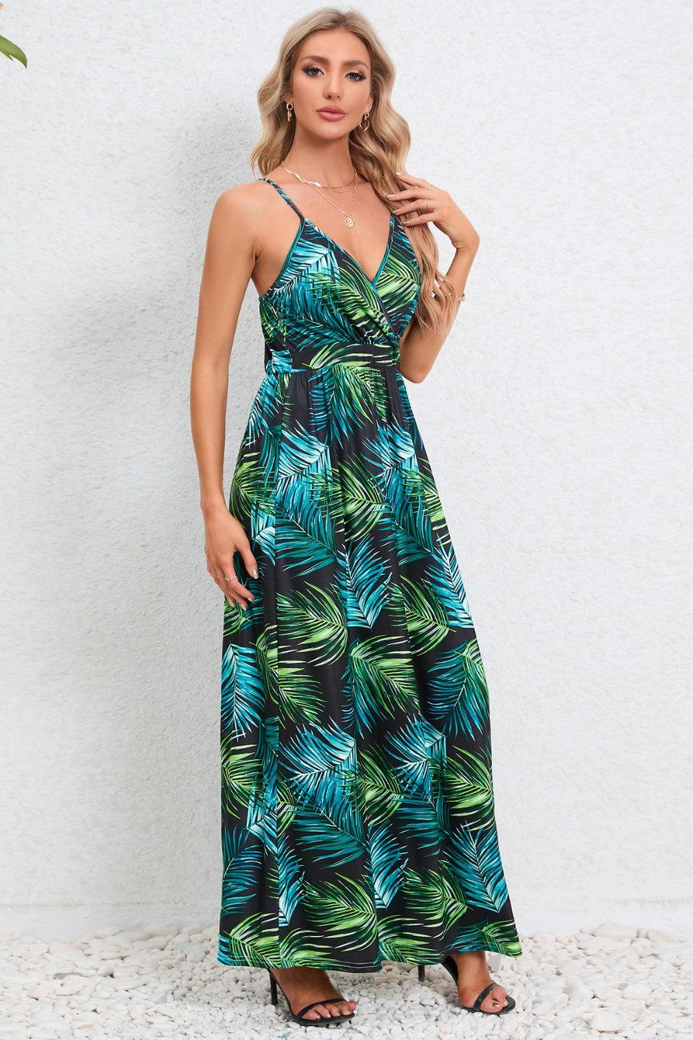 Printed Surplice Maxi Cami Dress Carauana Store