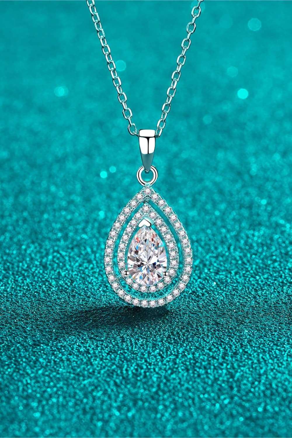 1 Carat Moissanite Teardrop Pendant Necklace Carauana Store