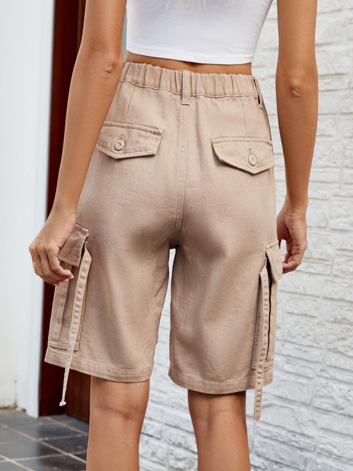 High Waist Denim Shorts with Pockets Carauana Store