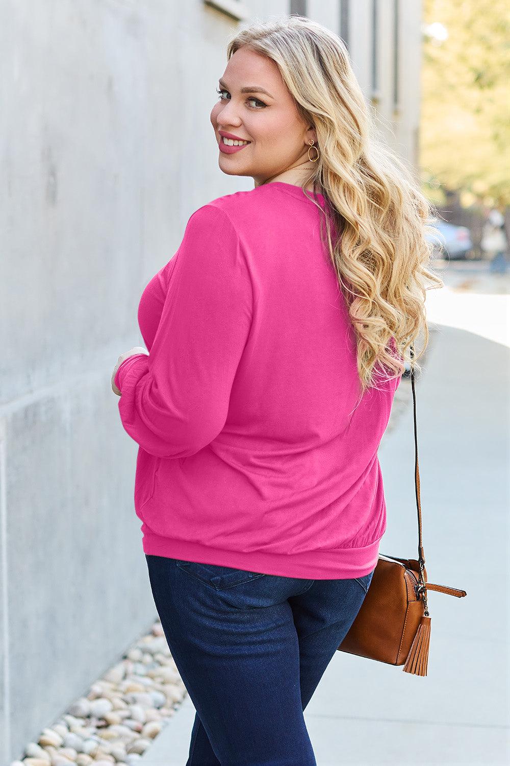 Basic Bae Full Size V-Neck Lantern Sleeve Blouse Carauana Store