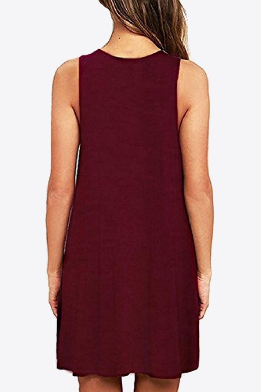 Full Size Round Neck Sleeveless Dress with Pockets Carauana Store