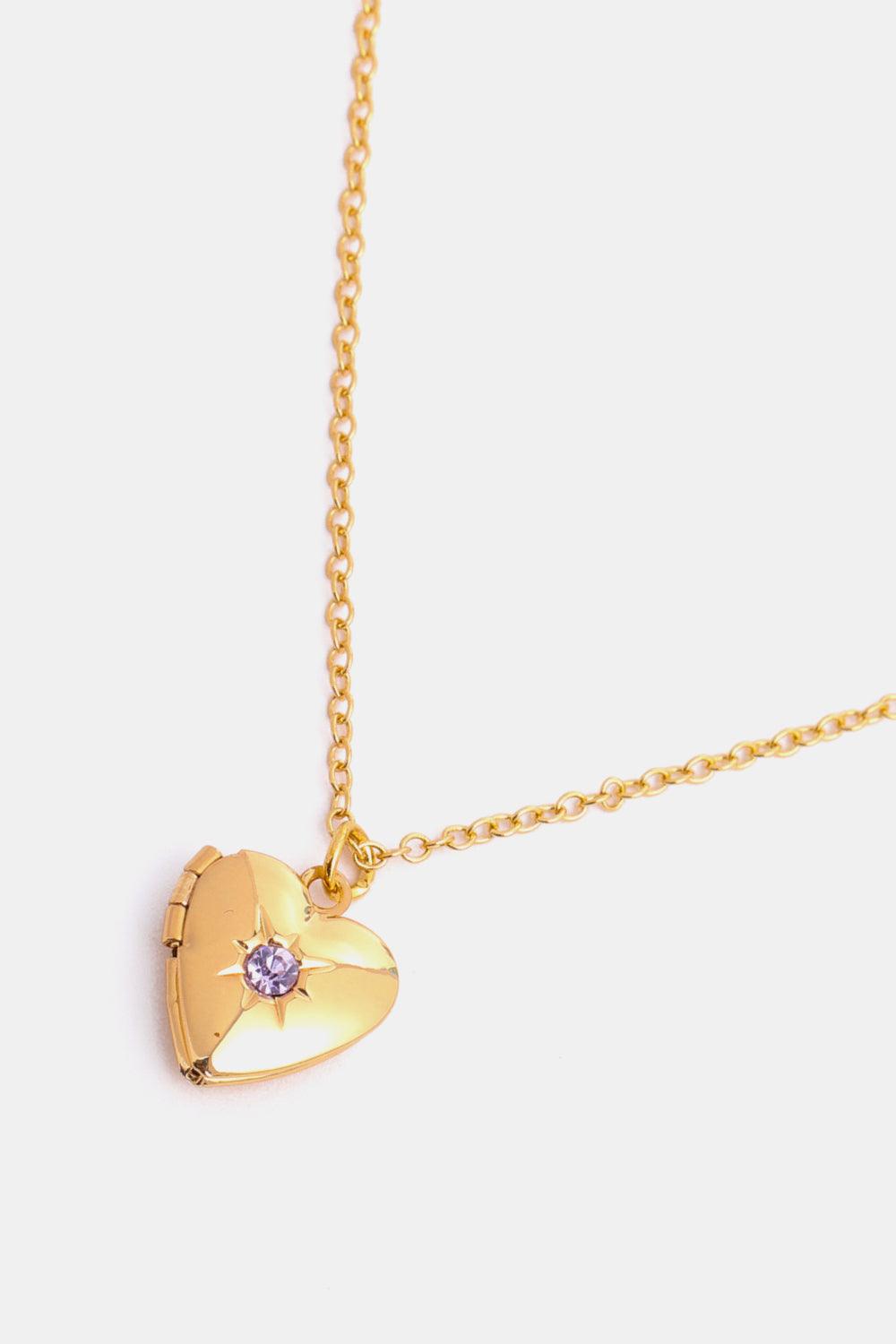 Zircon Heart Shape 14K Gold-Plated Pendant Necklace Carauana Store