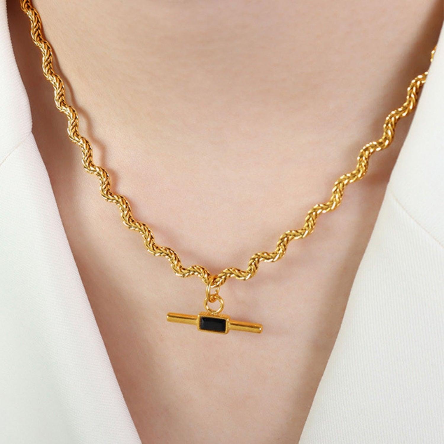 Stainless Steel Glass Cone Shaped Pendant Necklace Carauana Store