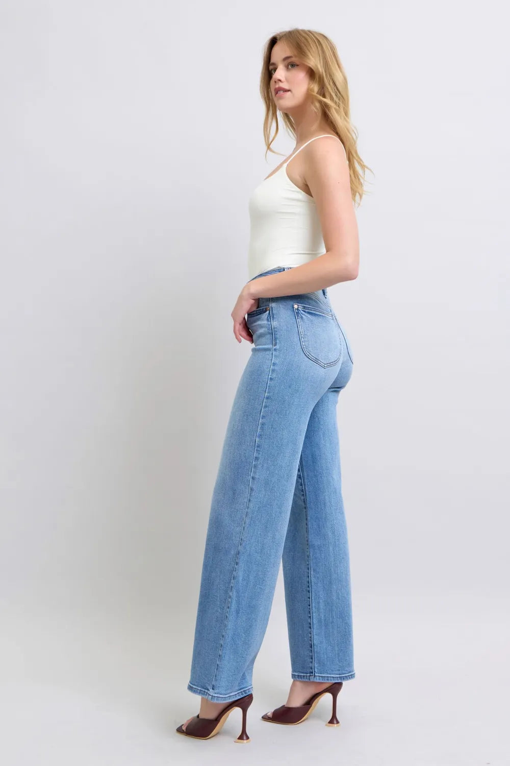 Judy Blue Full Size Wide Leg Jeans with Pockets Carauana Store