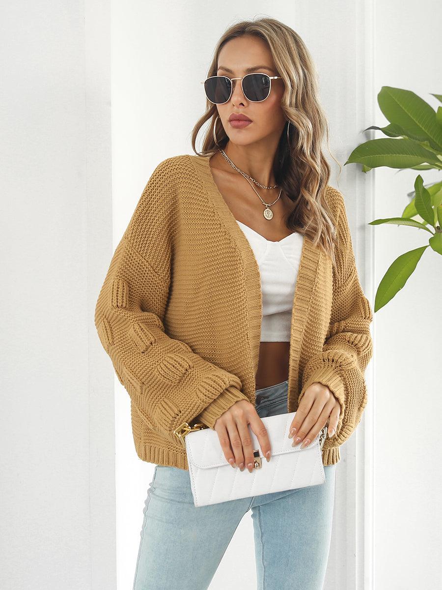 Open Front Ribbed Trim Cardigan Carauana Store