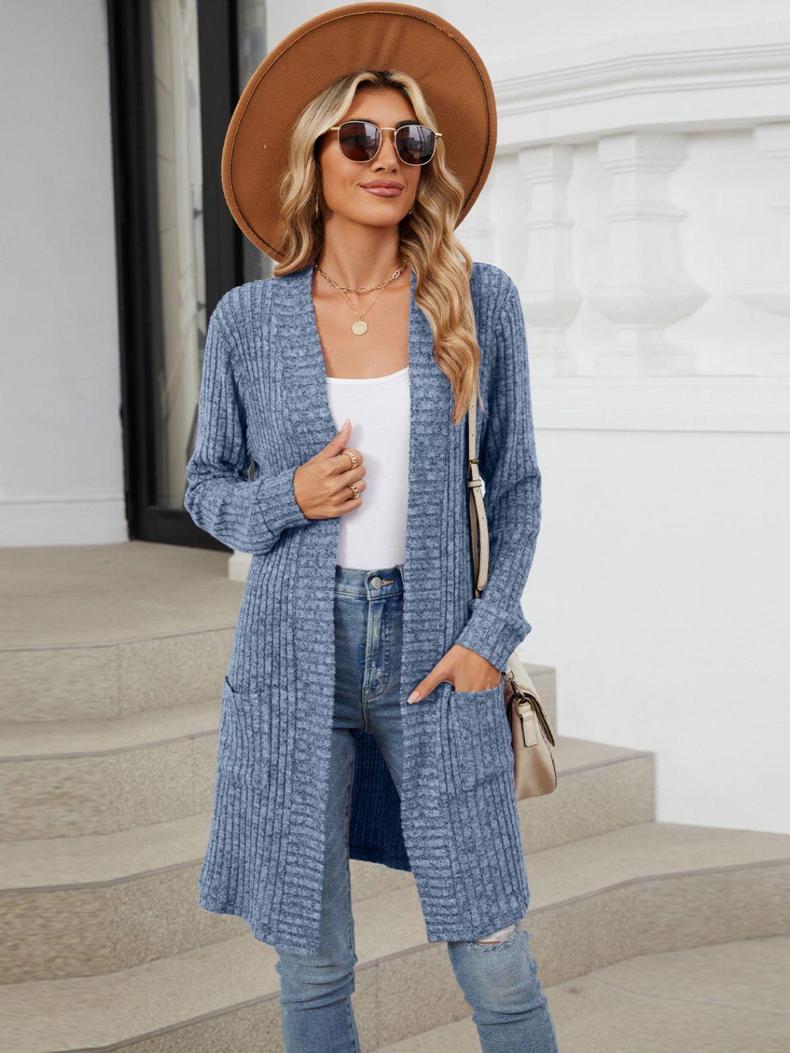 Open Front Long Sleeve Cardigan Carauana Store