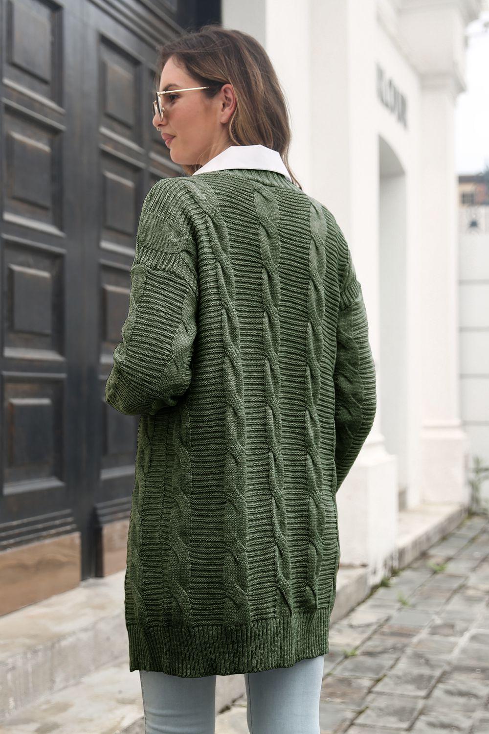 Open Front Cable-Knit Cardigan Carauana Store