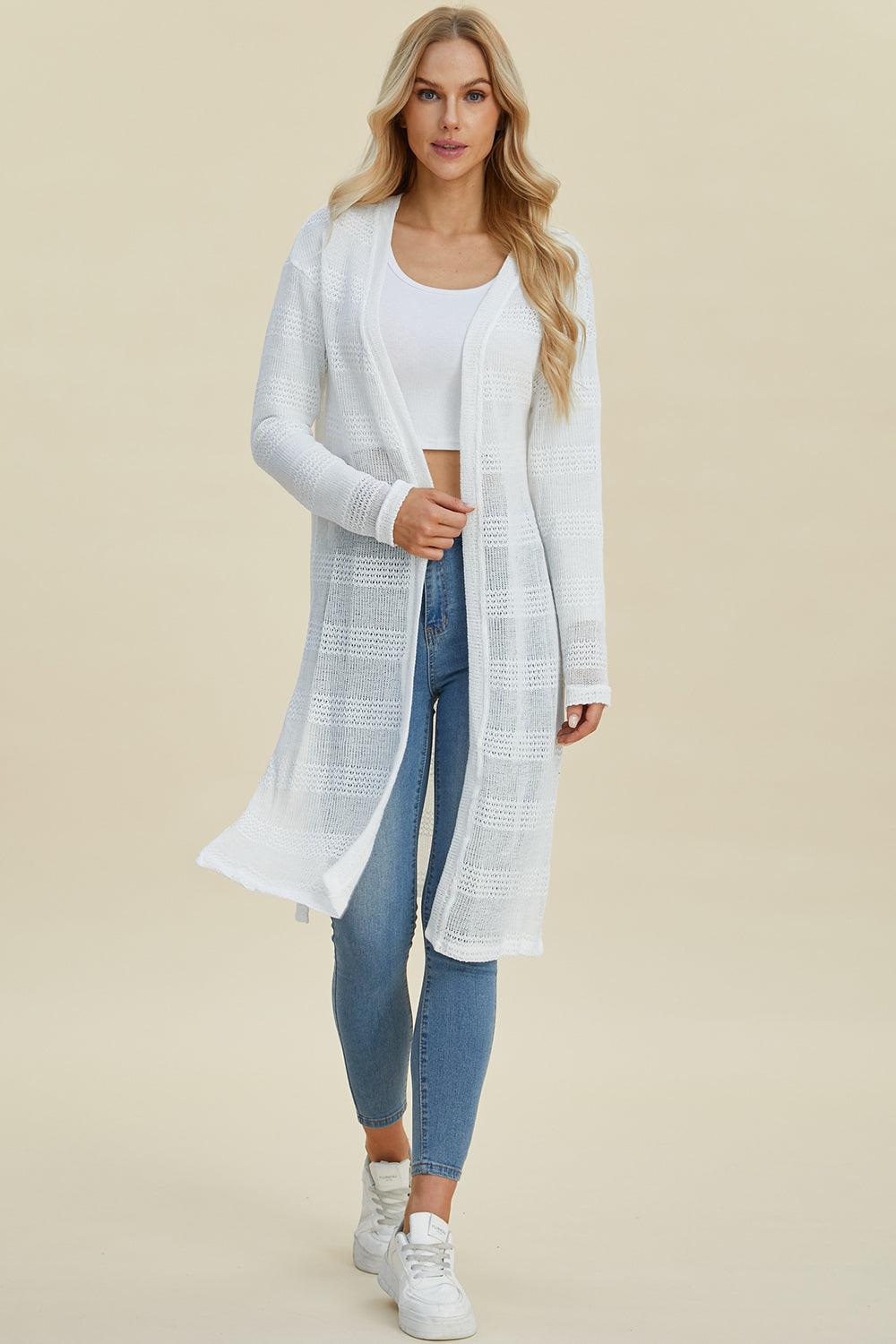 Double Take Full Size Open Front Longline Cardigan Carauana Store