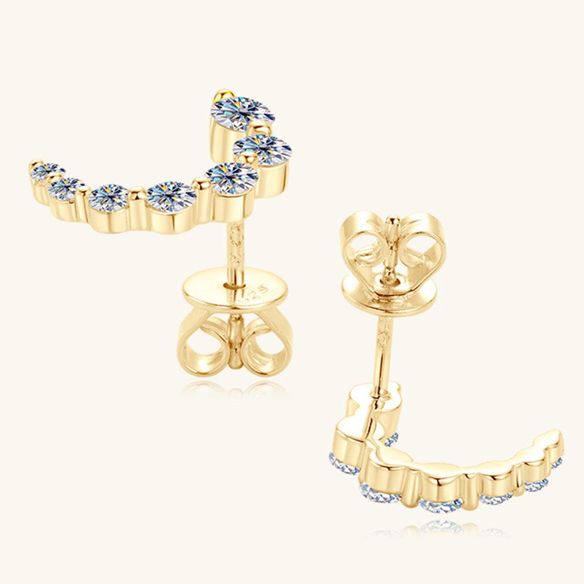 925 Sterling Silver Inlaid Moissanite Stud Earrings Carauana Store