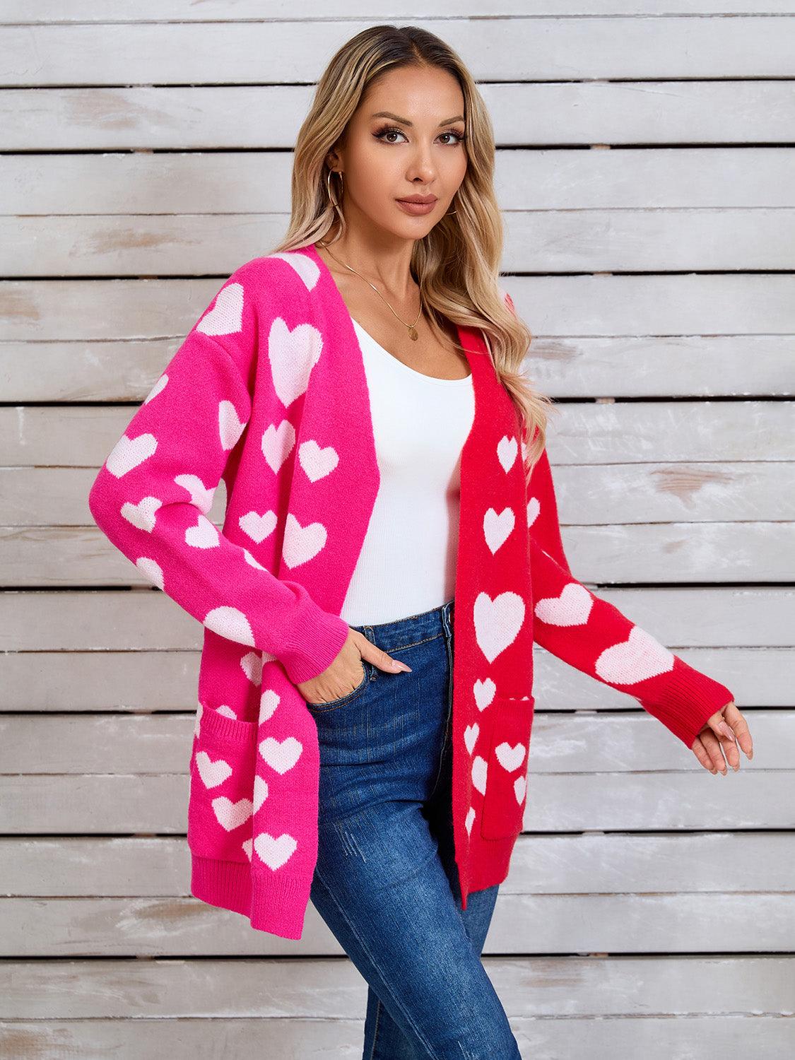 Angel Wings Heart Open Front Long Sleeve Cardigan Carauana Store
