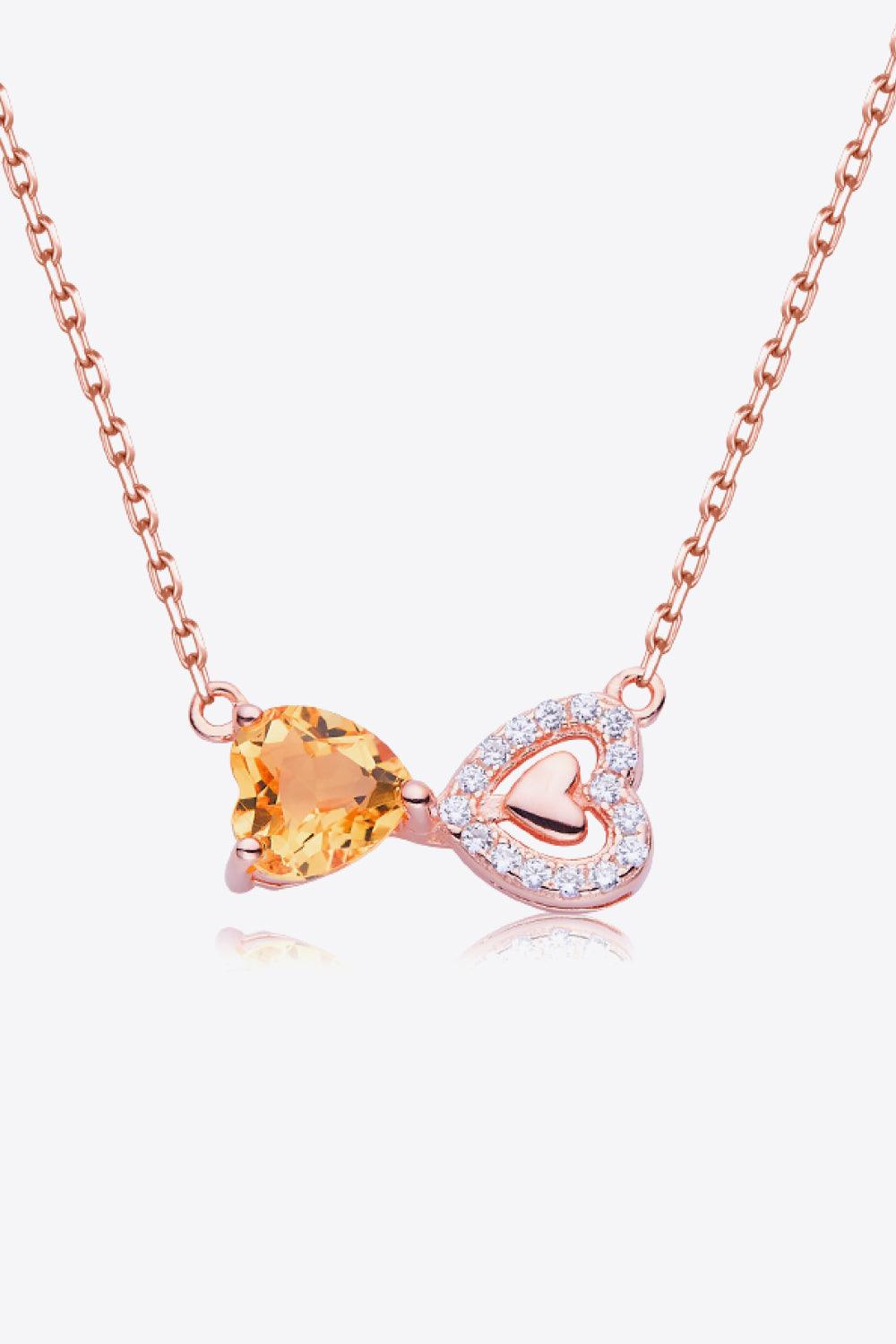 Citrine Heart 925 Sterling Silver Necklace Carauana Store