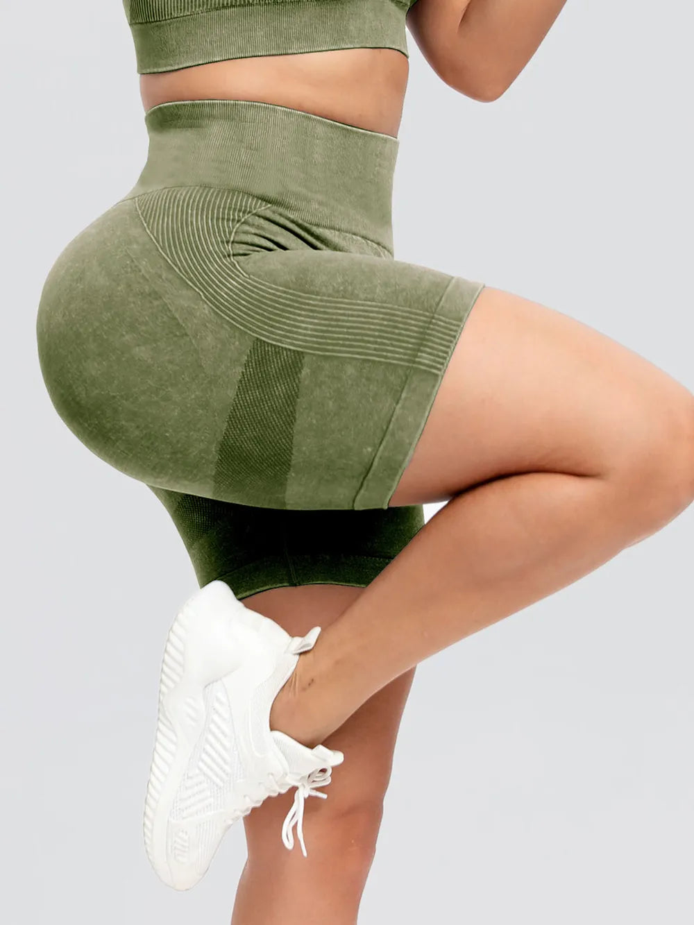 Washed High Waist Active Shorts Carauana Store